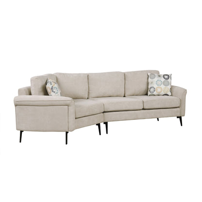 Divano 111 a 3 posti, divano curvo in ciniglia con 2 cuscini stampati, divano moderno imbottito per soggiorno