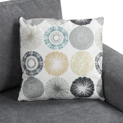 Divano 111 a 3 posti, divano curvo in ciniglia con 2 cuscini stampati, divano moderno imbottito per soggiorno