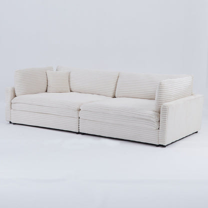 Divano in velluto a coste nero da 112 pollici: due cuscini, quattro schienali, per un nuovo stile per la zona relax del soggiorno