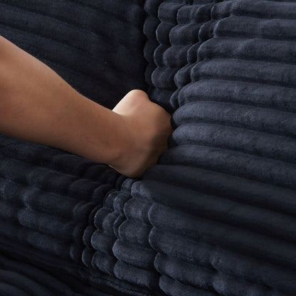 Divano in velluto a coste nero da 112 pollici: due cuscini, quattro schienali, per un nuovo stile per la zona relax del soggiorno