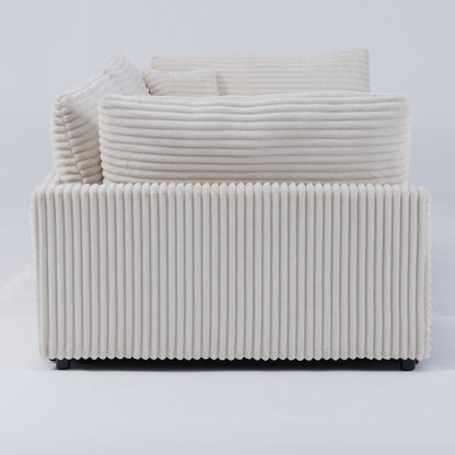 Divano in velluto a coste nero da 112 pollici: due cuscini, quattro schienali, per un nuovo stile per la zona relax del soggiorno