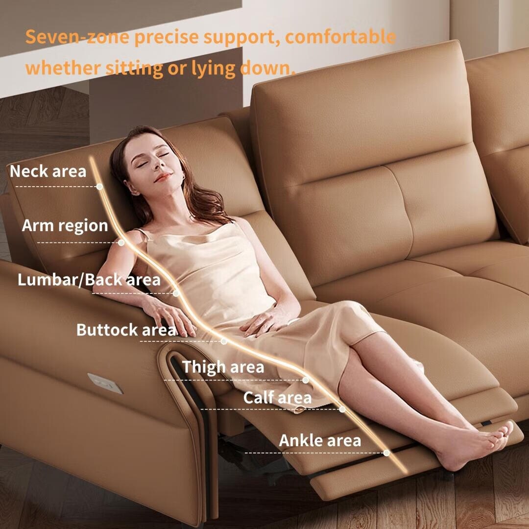 Divano reclinabile elettrico in pelle vegana da 112,5'' con porta di ricarica USB