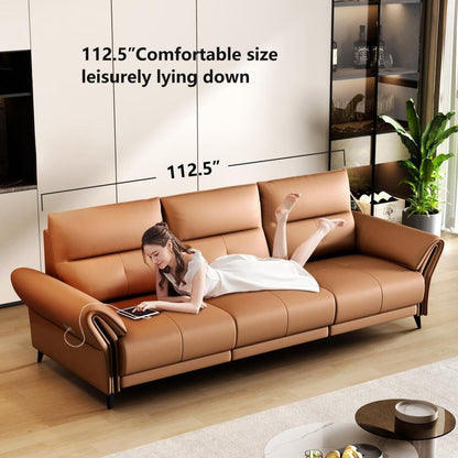 Divano reclinabile elettrico in pelle vegana da 112,5'' con porta di ricarica USB