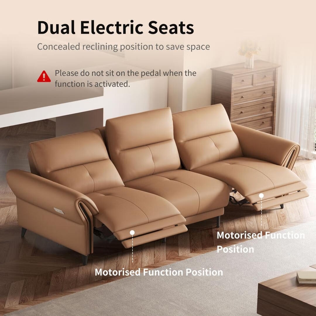 Divano reclinabile elettrico in pelle vegana da 112,5'' con porta di ricarica USB