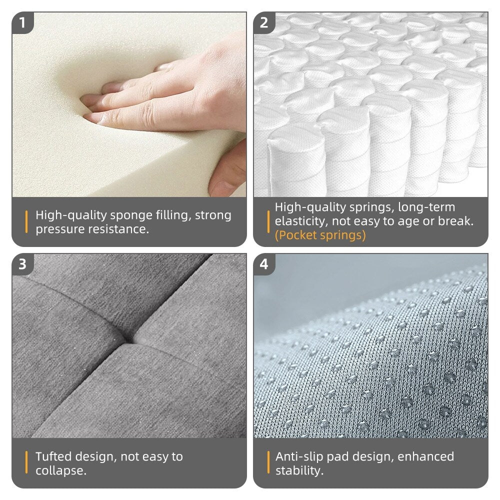 Divano modulare a 4 posti in ciniglia da 113,39 pollici, design trapuntato scintillante, base antiscivolo