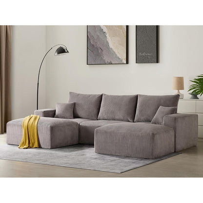 Divano componibile a forma di U 113 Cloud - Divano letto modulare grigio a 3 posti con chaise longue e senza montaggio per soggiorno