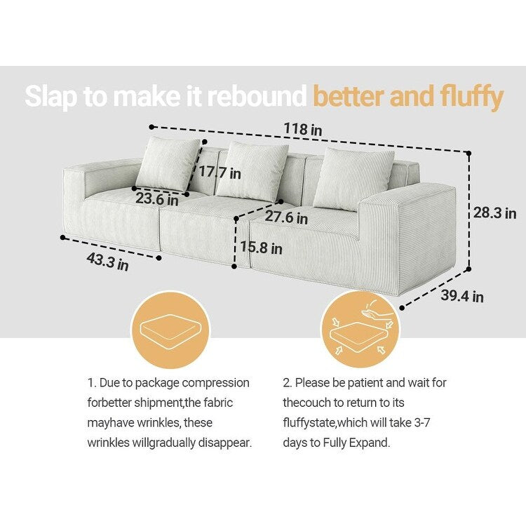 Divano a 4 posti in schiuma 118 Foam con schiuma ad alta densità di grado NASA, design senza montaggio, morbidi sedili reclinabili