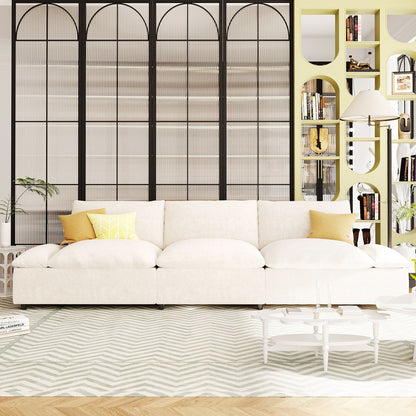 Divano grande in poliestere a 3 posti da 119,5 pollici con 2 unità contenitore e gambe in legno di gomma per soggiorno