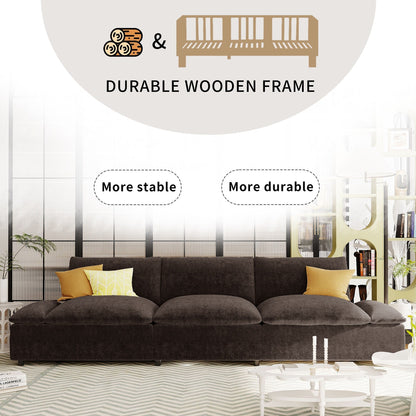 Divano grande in poliestere a 3 posti da 119,5 pollici con 2 unità contenitore e gambe in legno di gomma per soggiorno