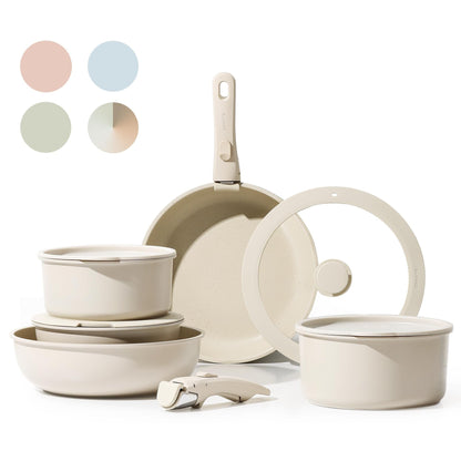 Set di 11 pentole e padelle, set di pentole antiaderenti con manico staccabile, set di pentole da cucina a induzione antiaderenti con manico rimovibile