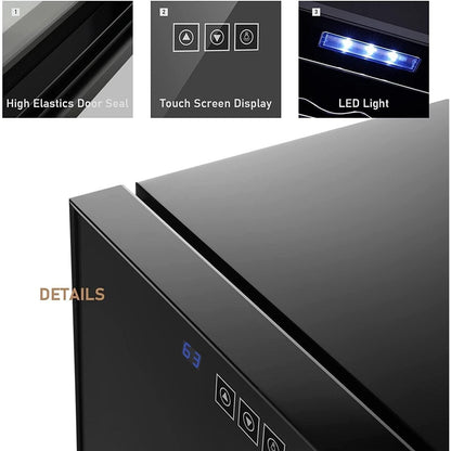 Frigorifero per vino da 12 bottiglie, mini cantinette per vino (13-19 °C), refrigeratore per vino da banco con controllo digitale della temperatura