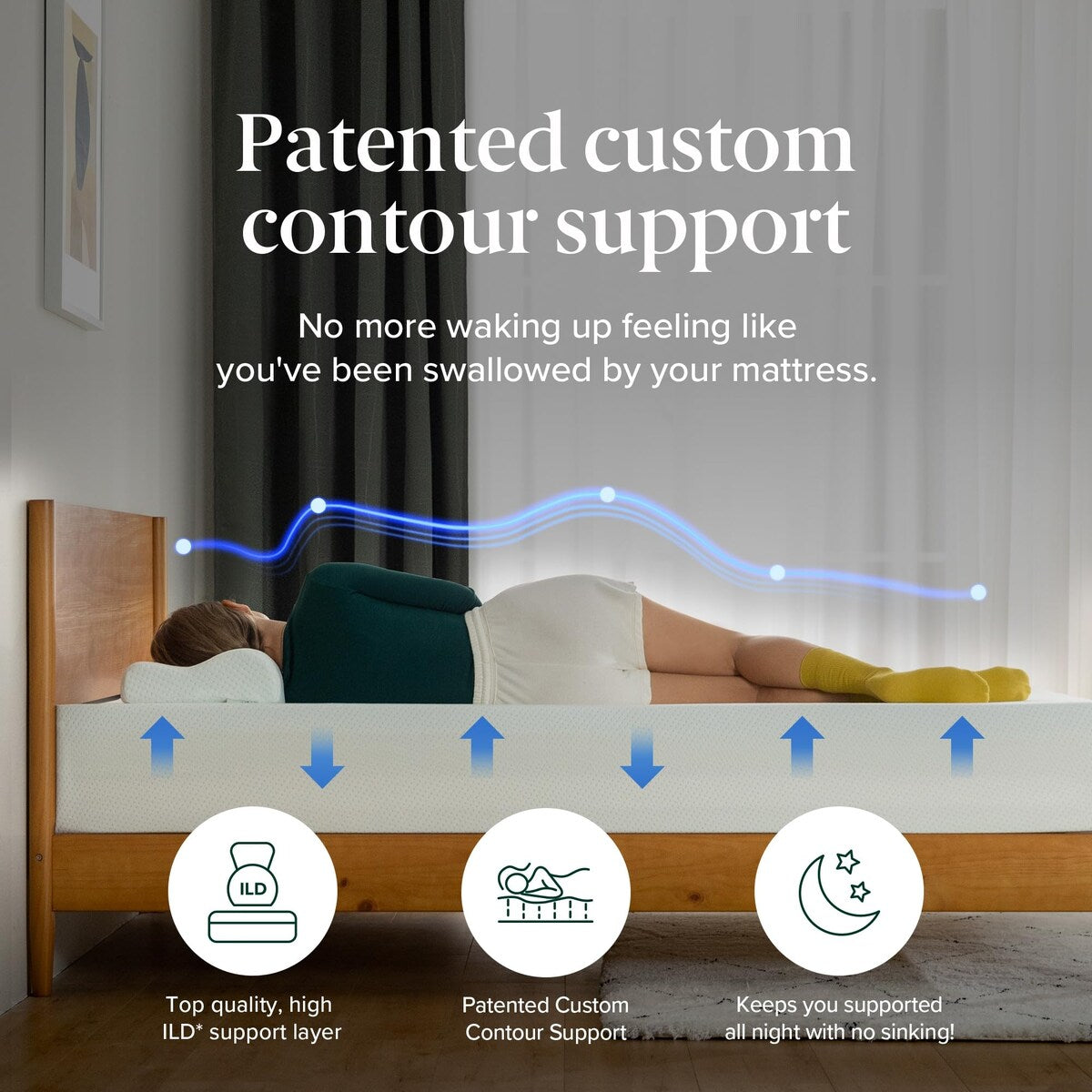 Materasso in memory foam al tè verde da 12 pollici, senza fibra di vetro, supporto sagomato personalizzato brevettato, base in schiuma robusta, letto in scatola, king size