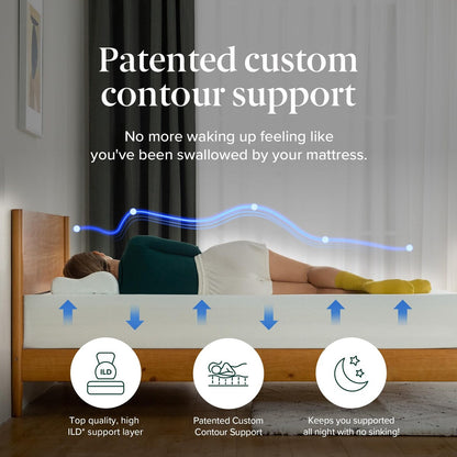 Materasso in memory foam al tè verde da 12 pollici, senza fibra di vetro, supporto sagomato personalizzato brevettato, base in schiuma robusta, letto in scatola, king size