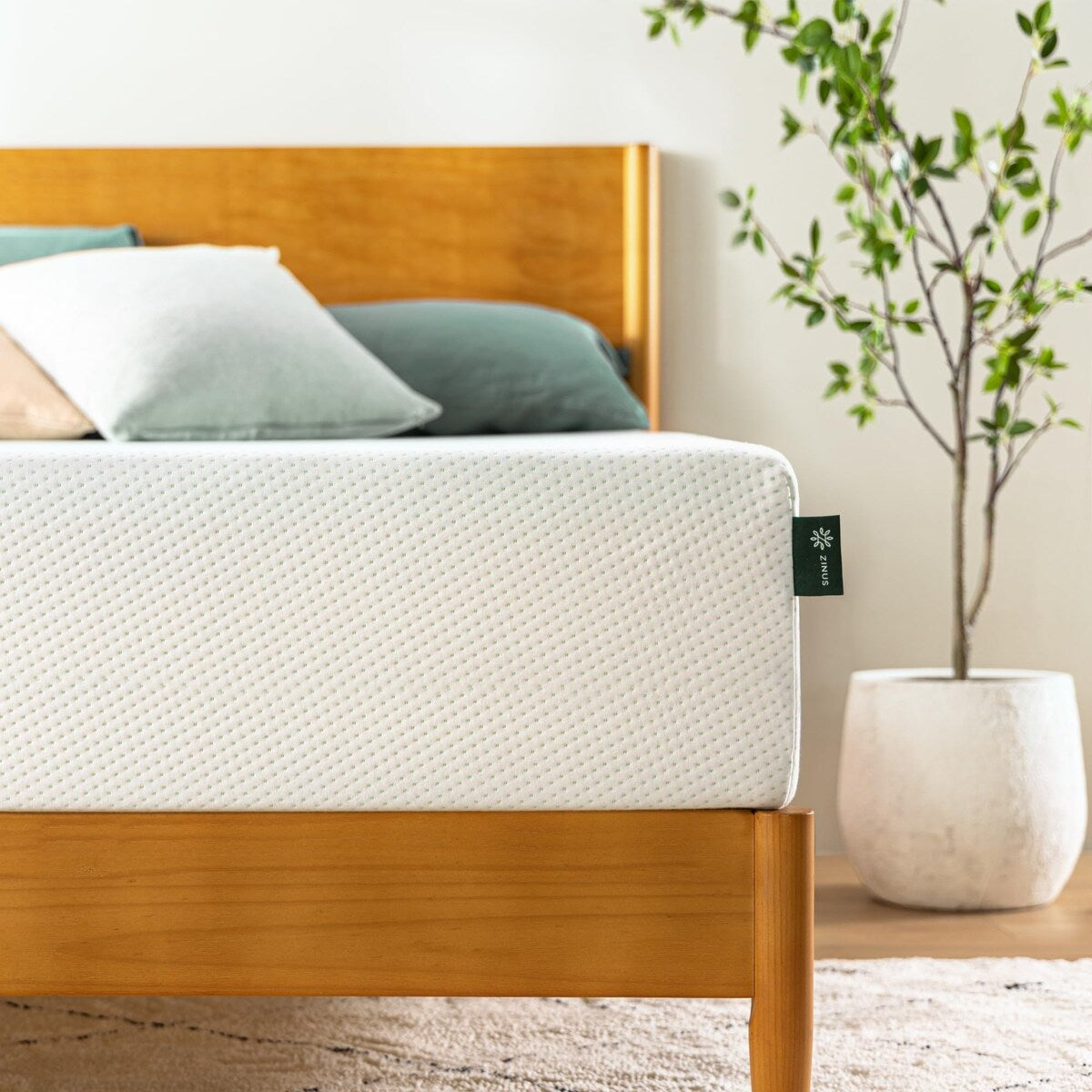 Materasso in memory foam al tè verde da 12 pollici, senza fibra di vetro, supporto sagomato personalizzato brevettato, base in schiuma robusta, letto in scatola, king size