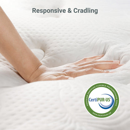 Materasso a molle insacchettate in memory foam ibrido da 12 pollici - Bianco