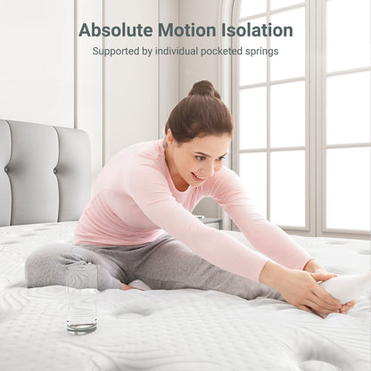 Materasso a molle insacchettate in memory foam ibrido da 12 pollici - Bianco