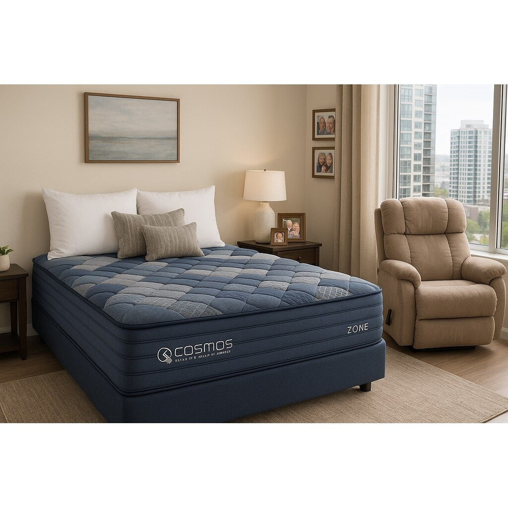 Materasso King da 12 pollici in memory foam a molle insacchettate blu multistrato in scatola