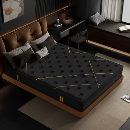 Materasso in memory foam gel medio da 12 pollici con materasso ibrido a molle insacchettate