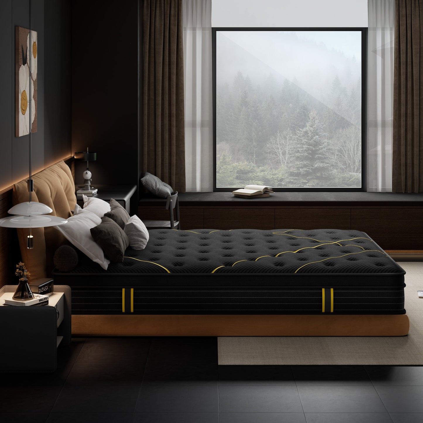 Materasso in memory foam gel medio da 12 pollici con materasso ibrido a molle insacchettate