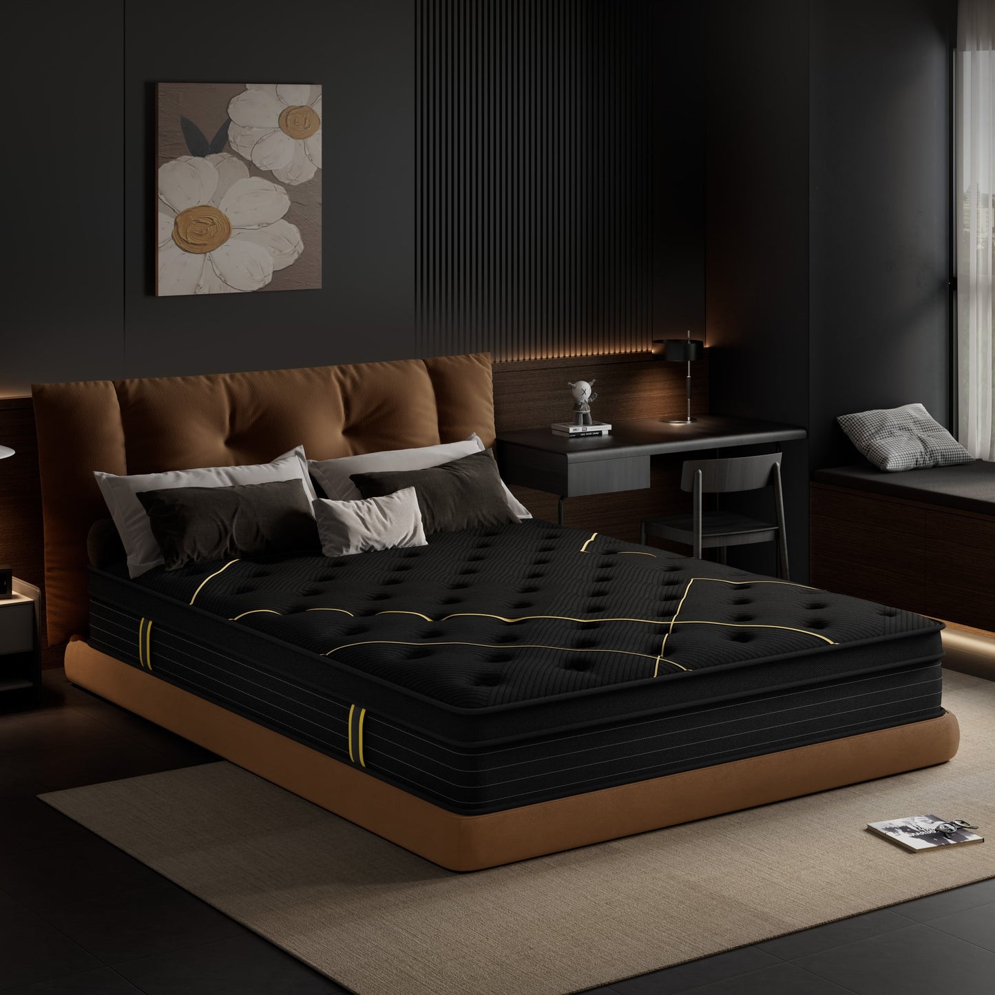 Materasso in memory foam gel medio da 12 pollici con materasso ibrido a molle insacchettate