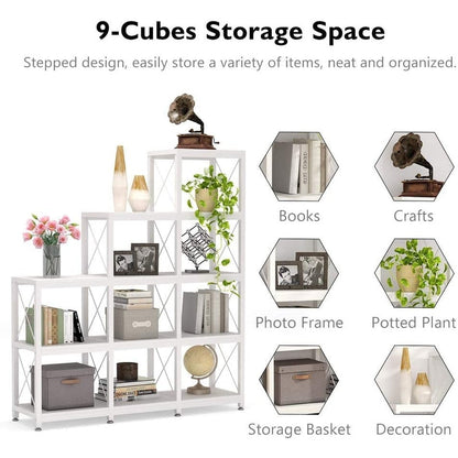 Libreria a scala con 12 ripiani, libreria angolare industriale