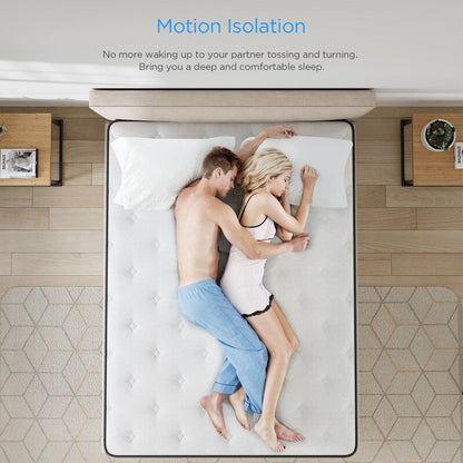 Materasso ibrido da 12 pollici in una scatola con memory foam in gel, sollievo dal mal di schiena e raffreddamento, supporto medio-rigido