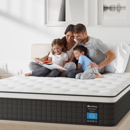 Materasso ibrido da 12 pollici in una scatola con memory foam in gel, sollievo dal mal di schiena e raffreddamento, supporto medio-rigido