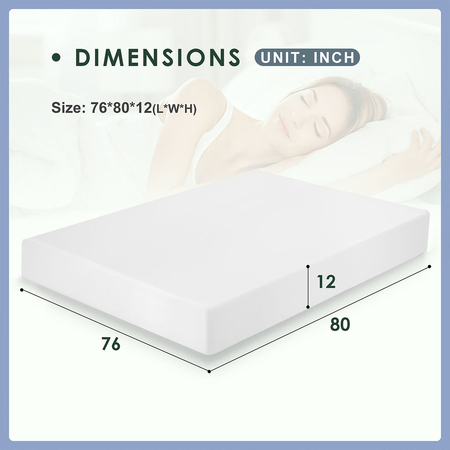 Materasso in memory foam con infusione di gel da 12 pollici