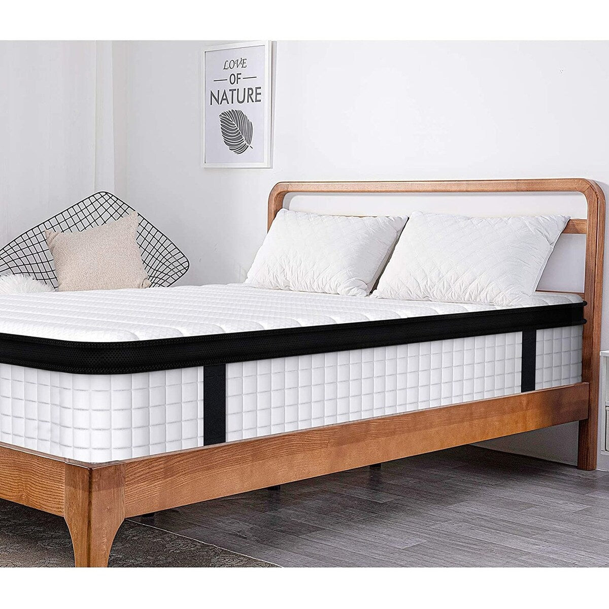 Materasso matrimoniale XL con memory foam ibrido in gel di medie dimensioni da 12 pollici e molle insacchettate