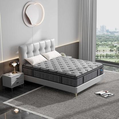 Materasso ibrido medio Euro Top da 12 pollici, materasso in memory foam in una scatola