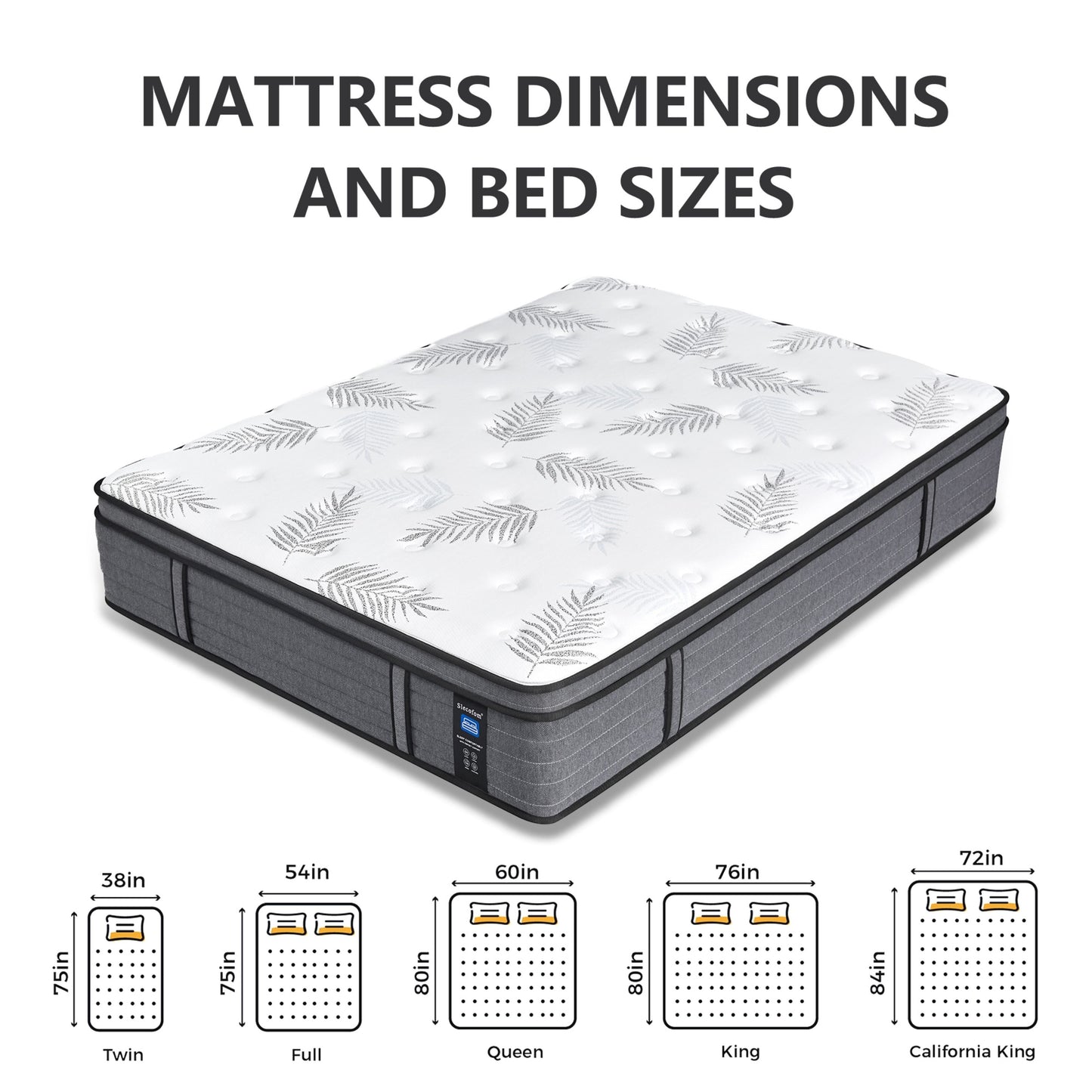 Materasso in memory foam ibrido Euro Top da 12 pollici