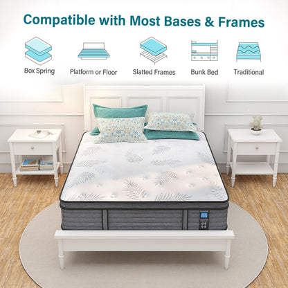 Materasso ibrido in memory foam con gel Euro Top da 12 pollici in una scatola