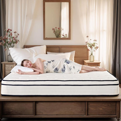 Materasso a molle insacchettate indipendenti in memory foam con parte superiore in gel Euro da 12 pollici di medie dimensioni, in una scatola
