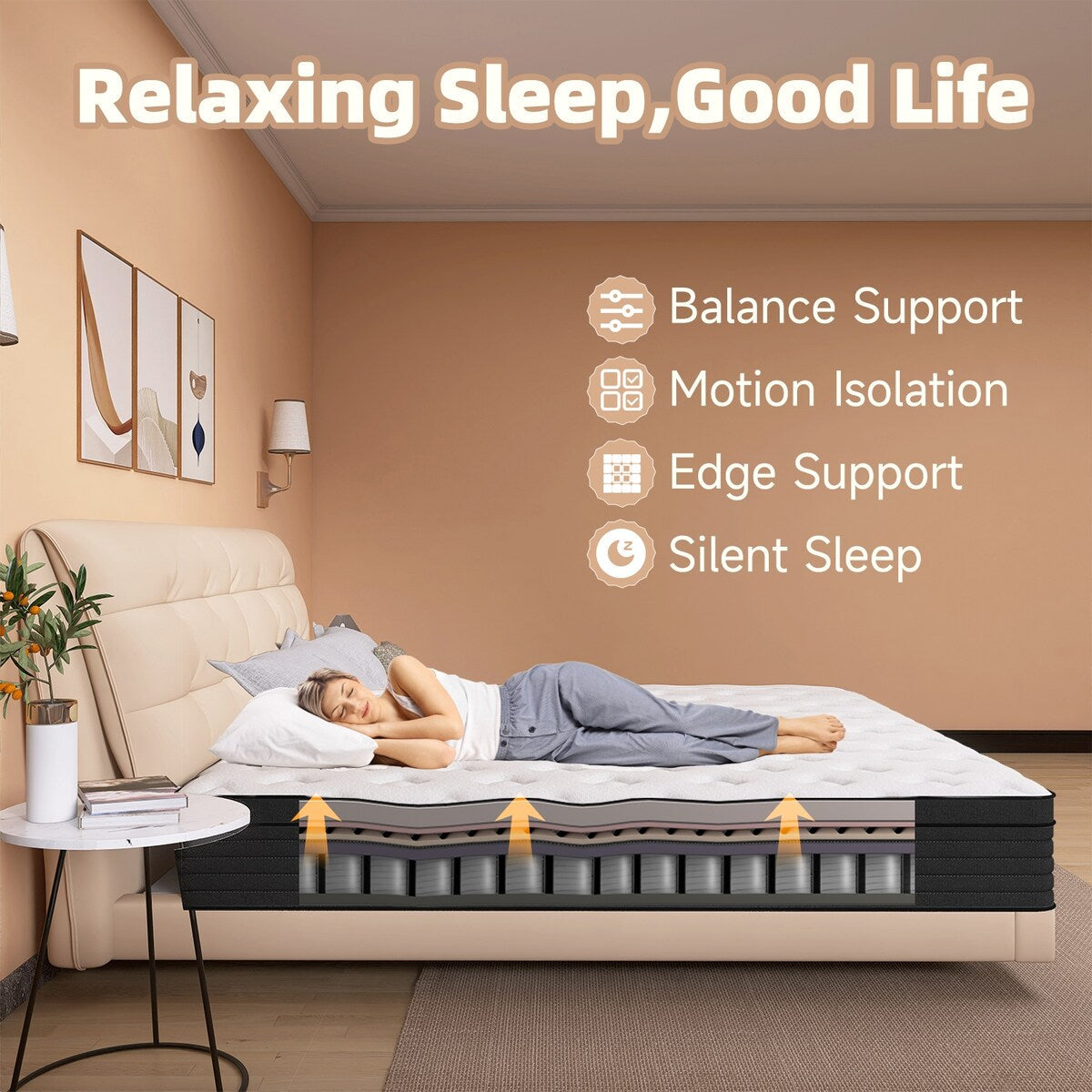 Materasso ibrido matrimoniale in memory foam Euro Top da 12 pollici di medie dimensioni in una scatola