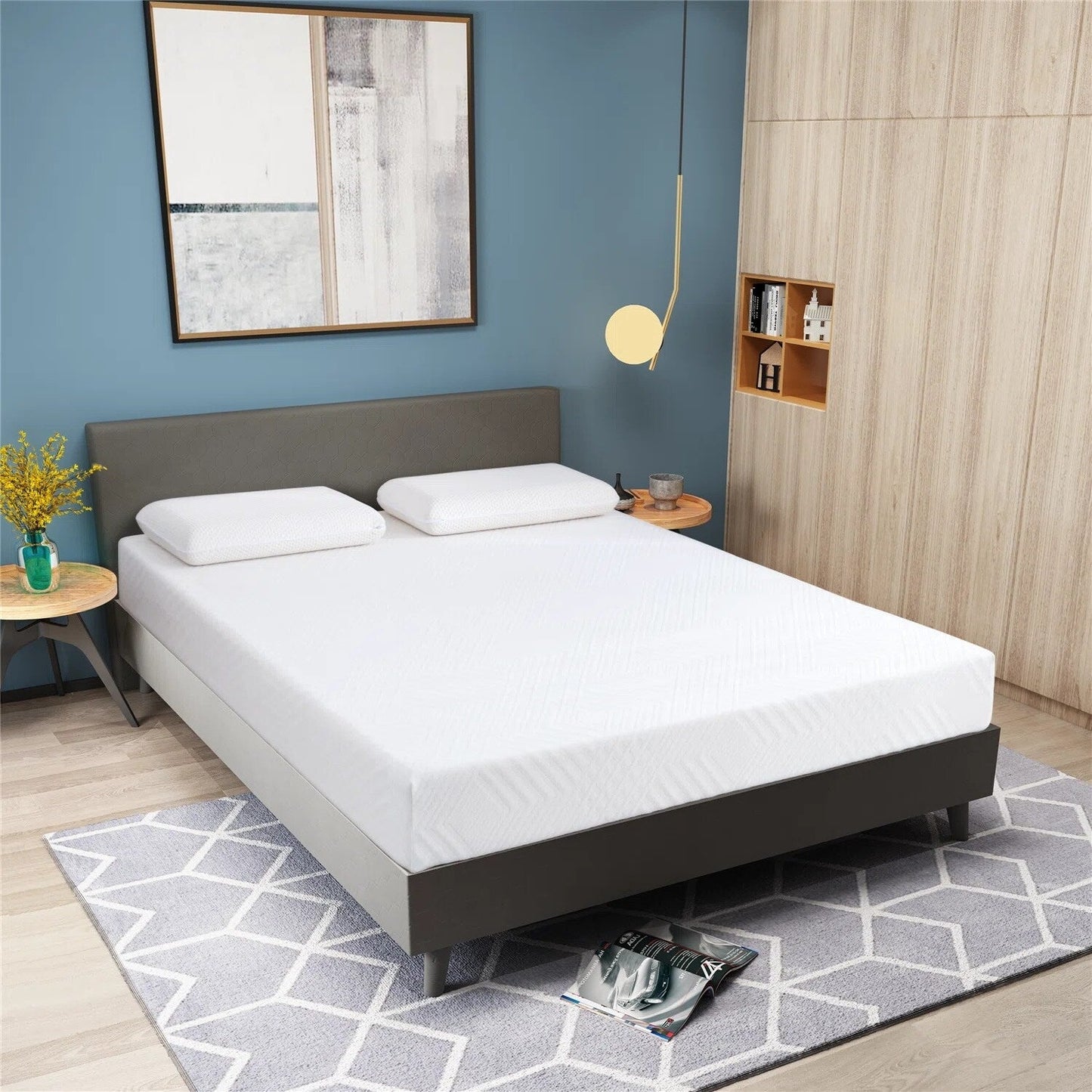 Materasso in memory foam da 12 pollici, materasso in gel rinfrescante al tè verde, letto in una scatola, certificato CertiPUR-US