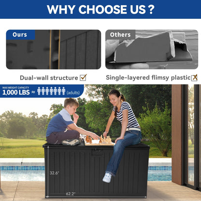 Grande contenitore per ponte in resina resistente all'acqua con serratura da 120-260 galloni