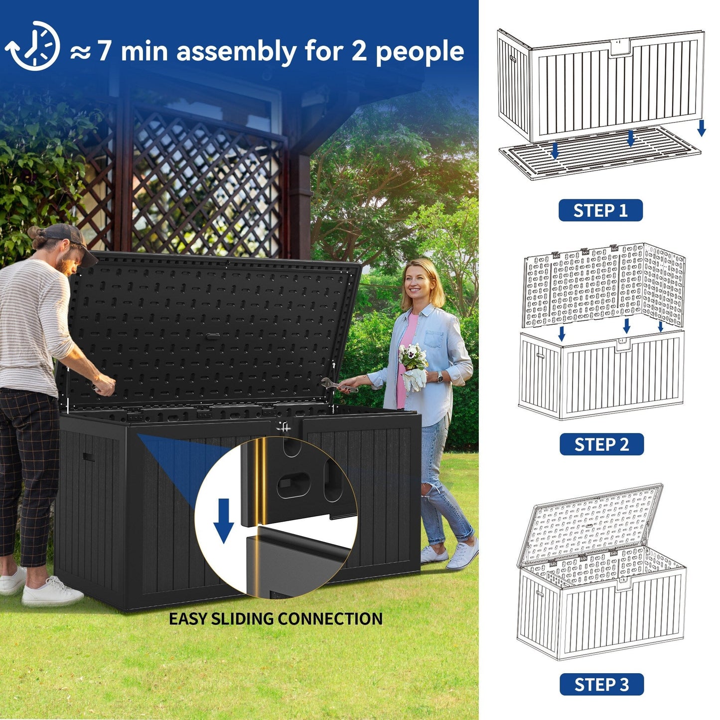 Grande contenitore per ponte in resina resistente all'acqua con serratura da 120-260 galloni