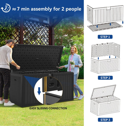 Grande contenitore per ponte in resina resistente all'acqua con serratura da 120-260 galloni