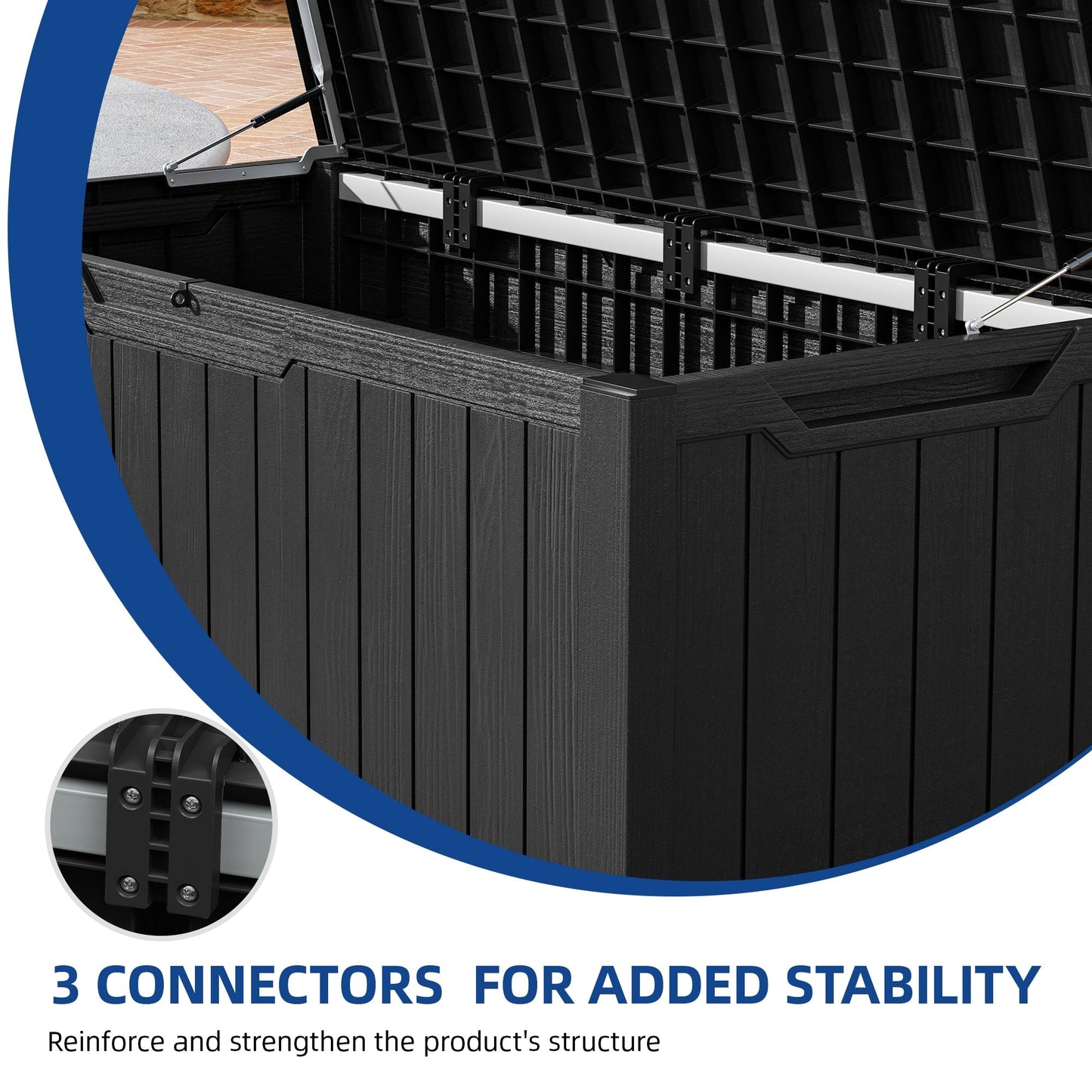 Grande contenitore per ponte in resina resistente all'acqua con serratura da 120-260 galloni