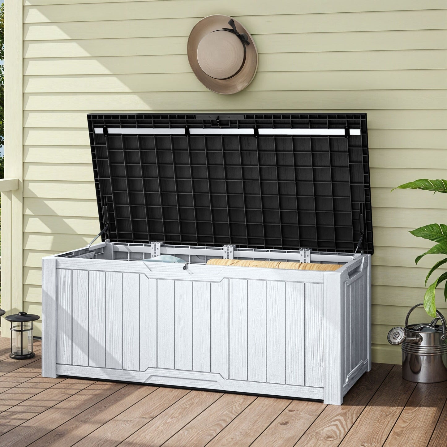 Grande contenitore per ponte in resina resistente all'acqua con serratura da 120-260 galloni