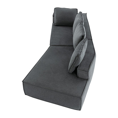 125 Elegante divano letto moderno per interni con chaise longue, dalle linee pulite, per soggiorno, beige