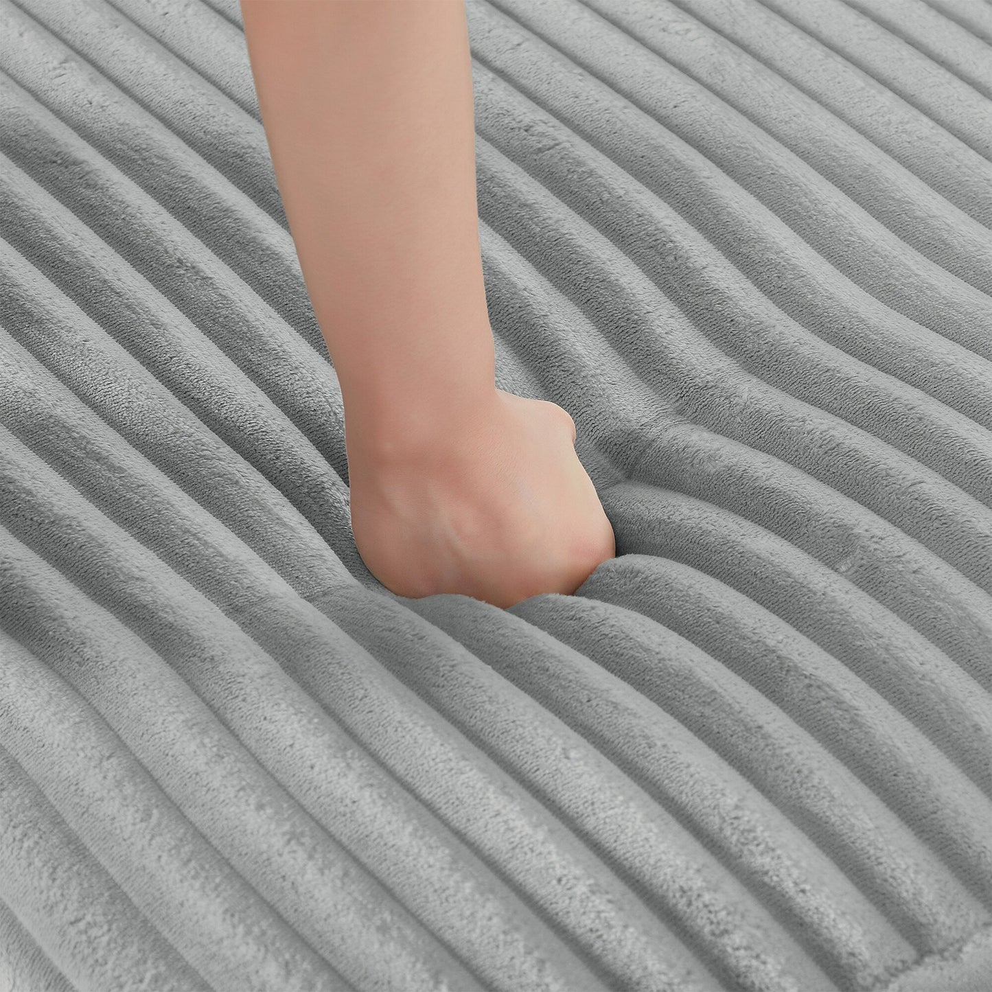 Divano componibile a U in velluto a coste da 125'' con pouf mobile