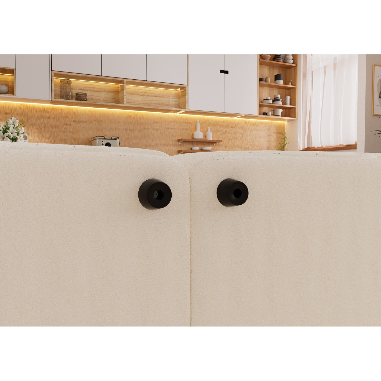 Divano a 4 posti in tessuto 127.4Fabric con seduta profonda, comodo divano a nuvola con cuscini