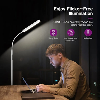 Lampada da terra a LED dimmerabile da 12 W per lettura/lavoro con telecomando e controllo touch - N/D