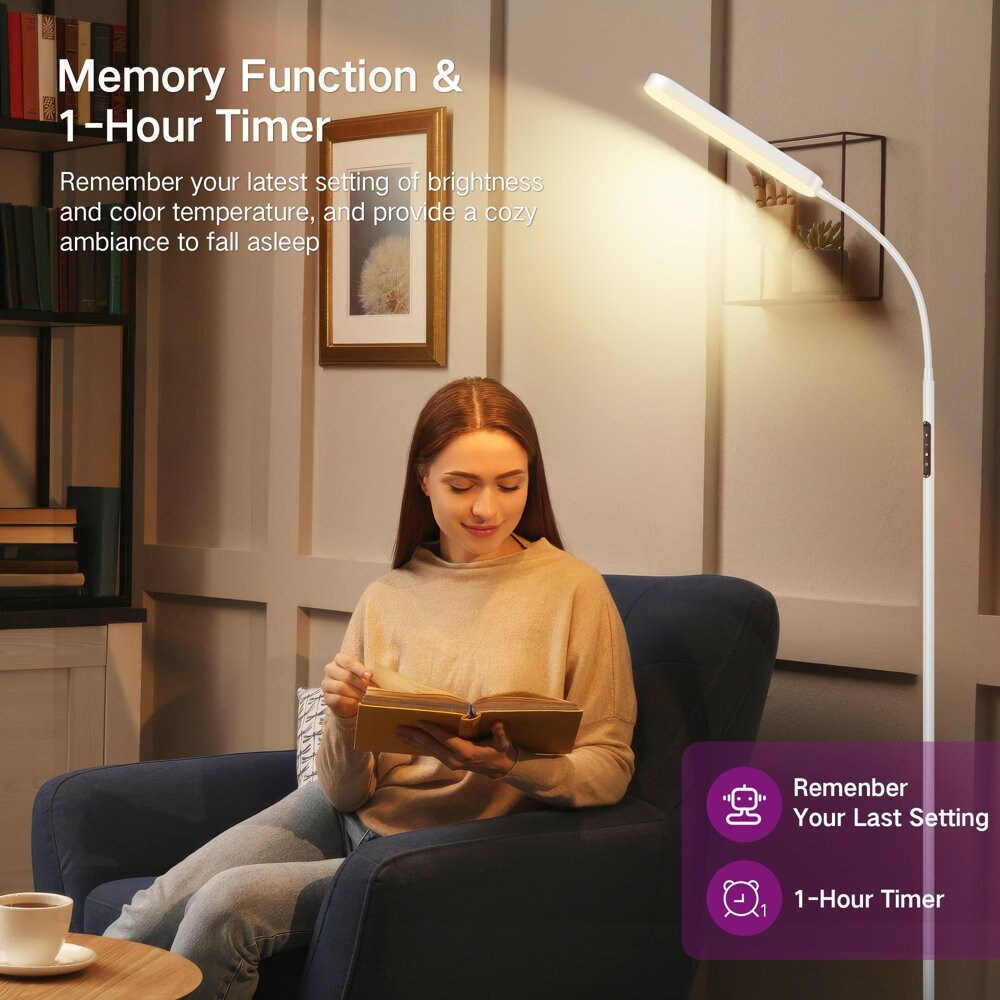 Lampada da terra a LED dimmerabile da 12 W per lettura/lavoro con telecomando e controllo touch - N/D