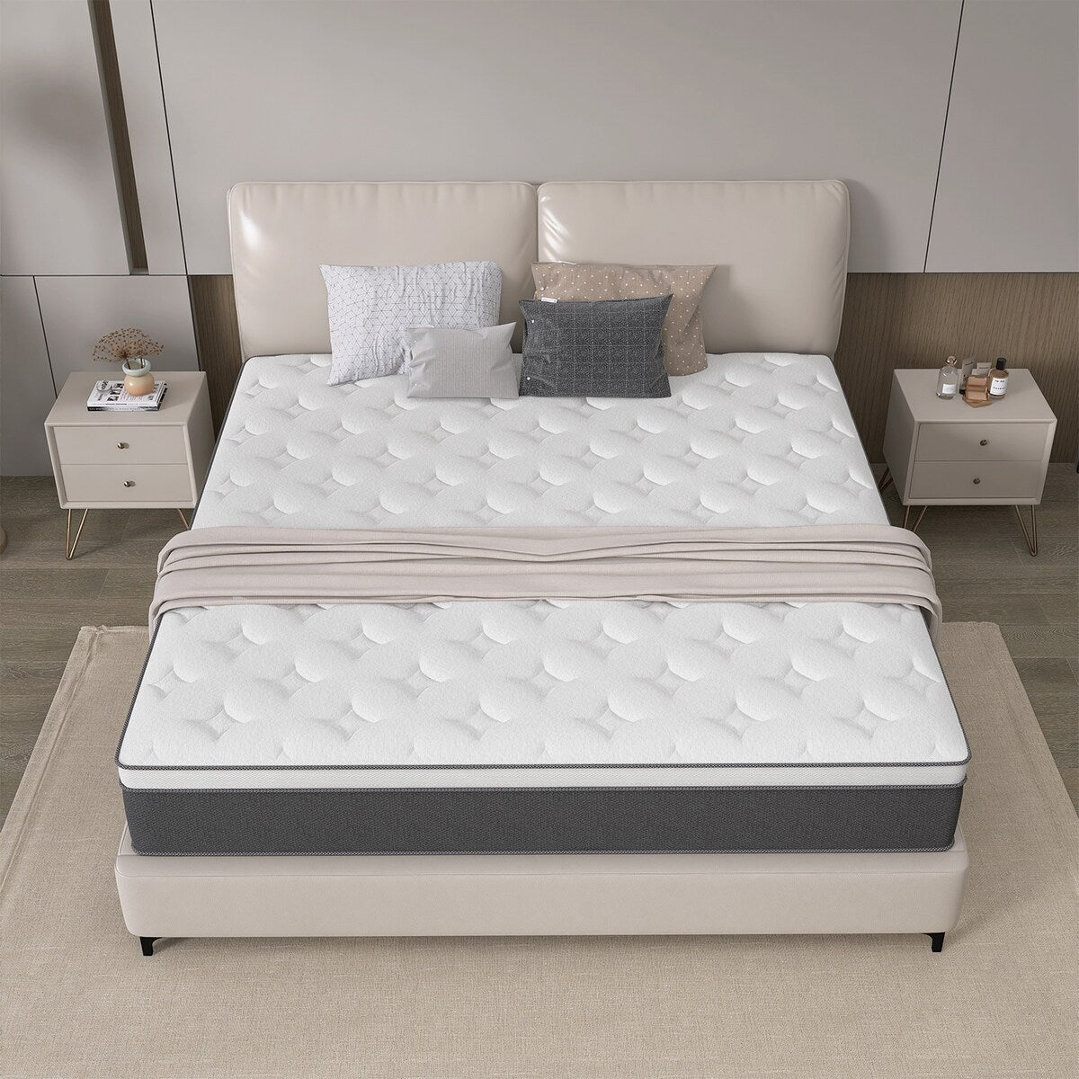 12 Materassi ibridi in memory foam con infusione di gel rinfrescante e molle