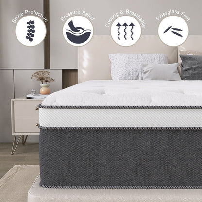 12 Materassi ibridi in memory foam con infusione di gel rinfrescante e molle