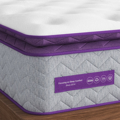 Materasso Pillow Top 12 Medium Firm - Schiuma di carbone di bambù, supporto a 5 zone, certificato CertiPUR-US?