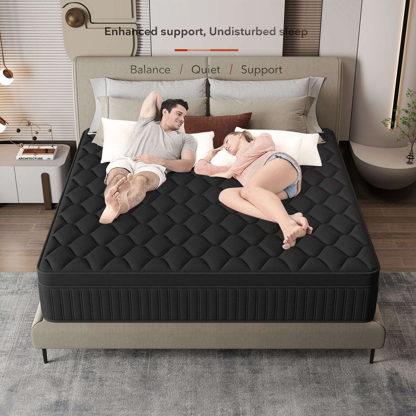 Materasso ibrido a molle insacchettate medie da 12 pezzi in una scatola