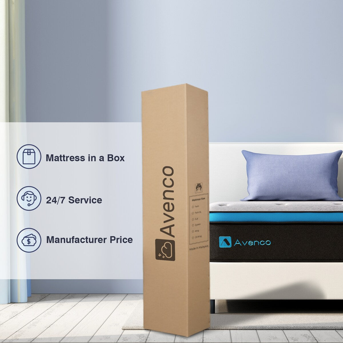 Materasso ibrido con cuscino medio da 12''